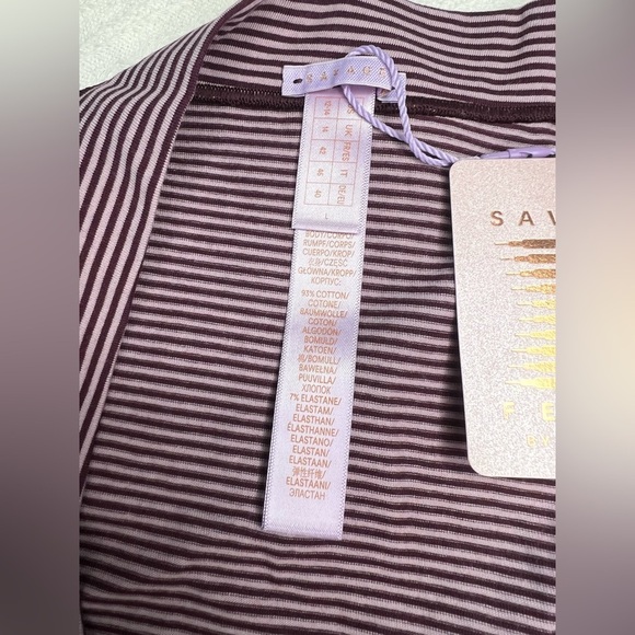 SavageXFenty Cotton Essential Cheeky Panty in Fine Wine Purple Stripe, sz L, NWT - Picture 6 of 8